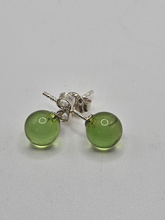 Green Amber stud Earings.