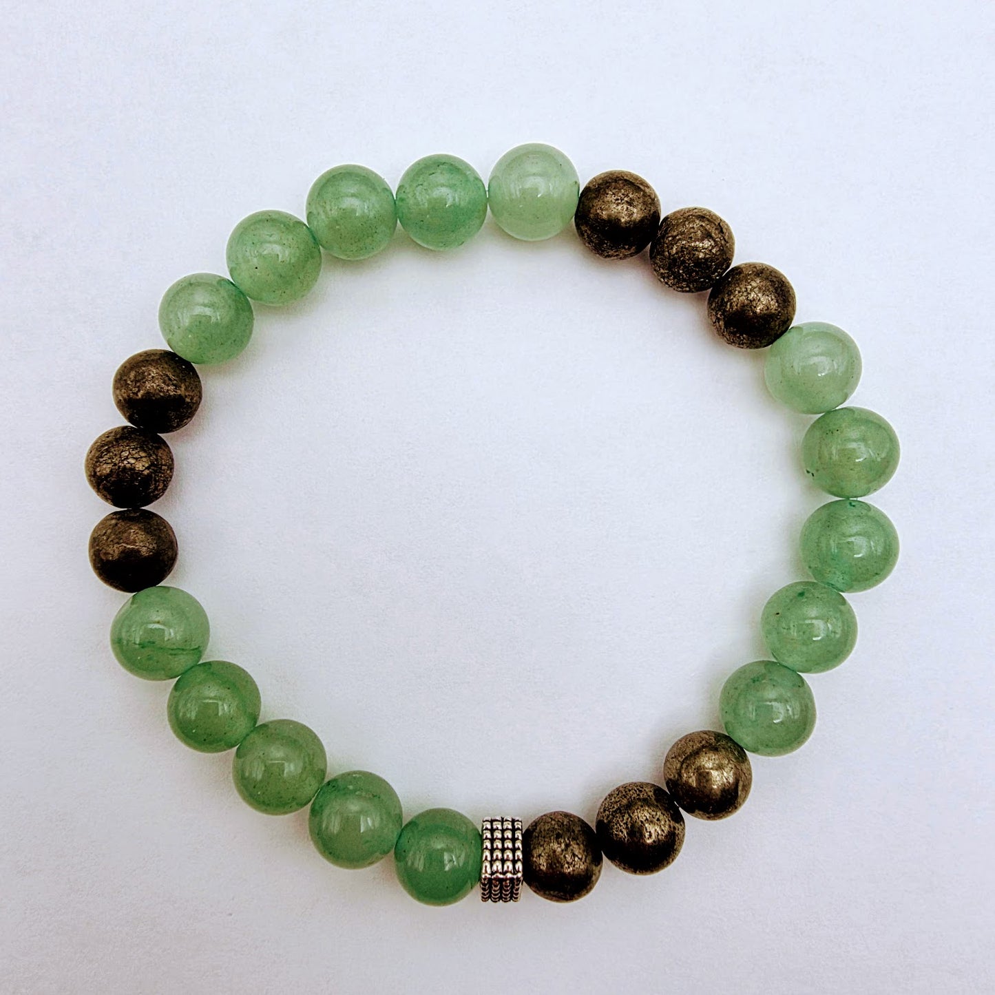 Green Aventurine and Pyrite Stretch Bracelet Kit.