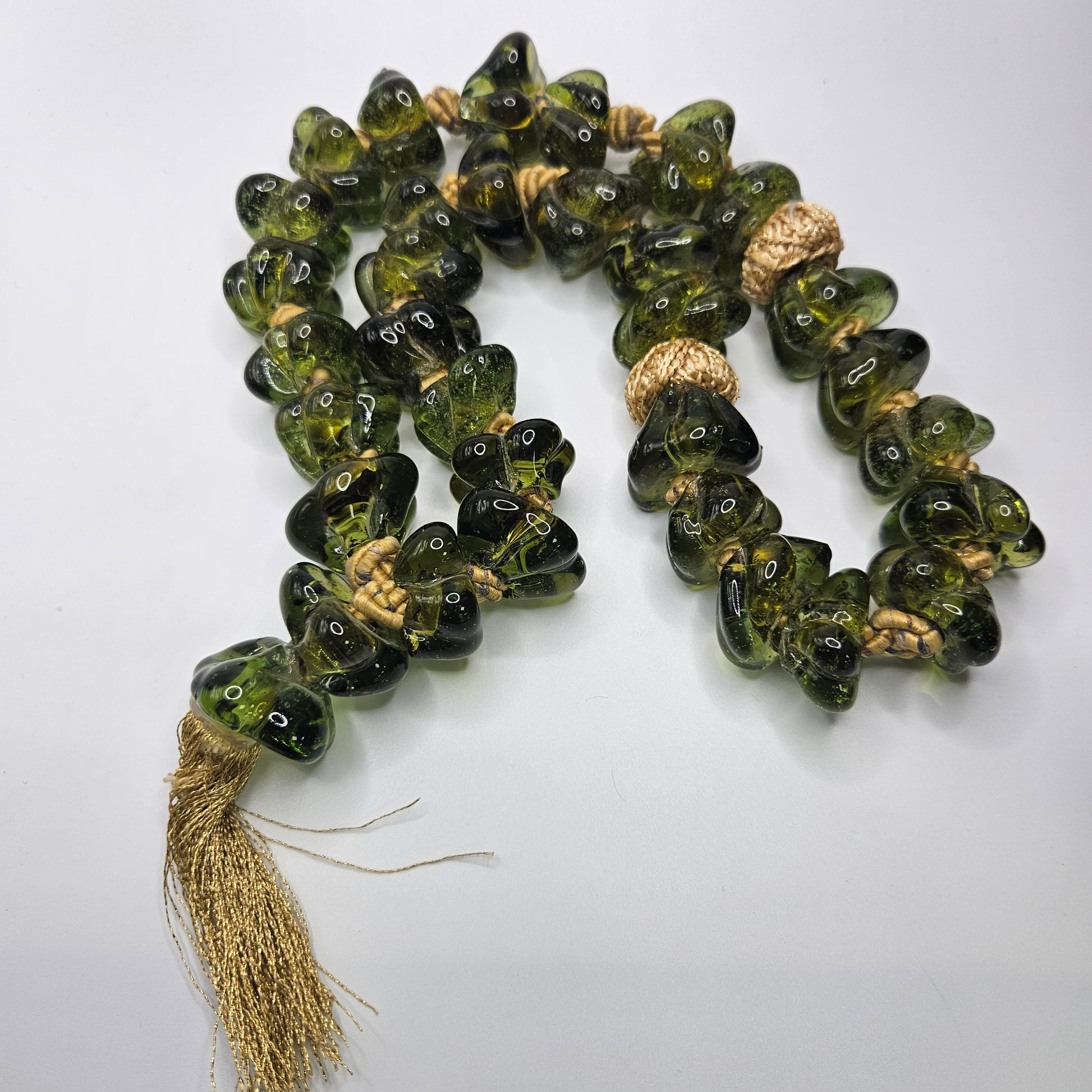 Green Glass Necklace Strand.