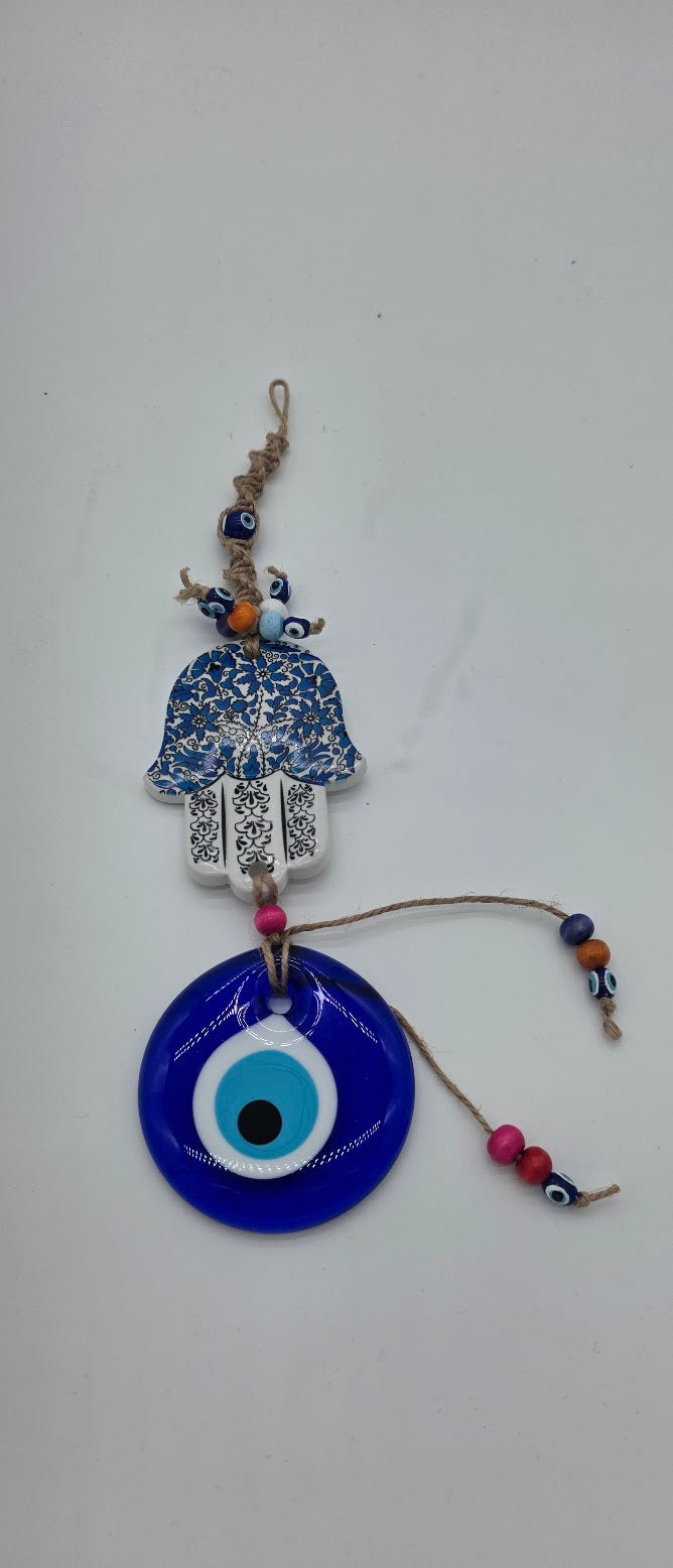 Hamsa and Glass Evil Eye Decoration
