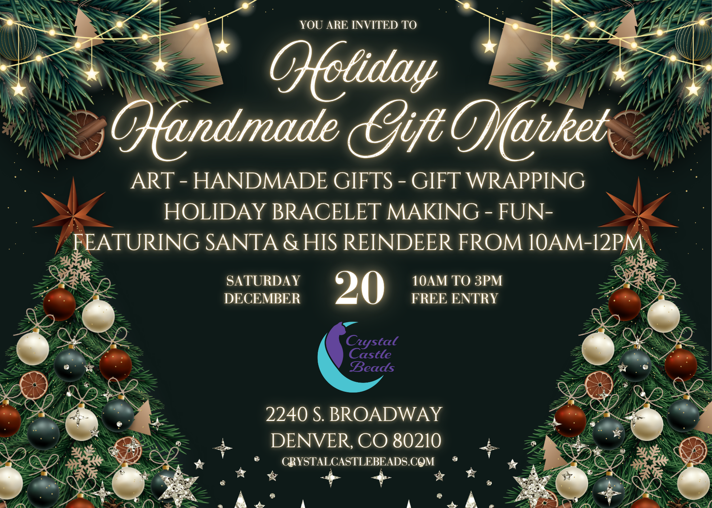Handmade Holiday Gift Market - Saturday, December 20th.