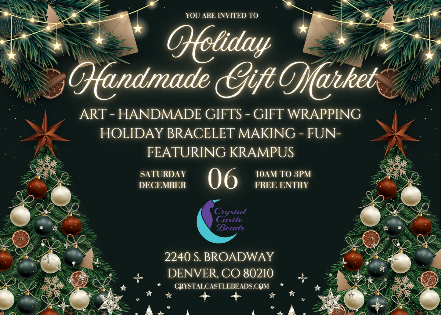Handmade Holiday Gift Market - Saturday, December 6th.