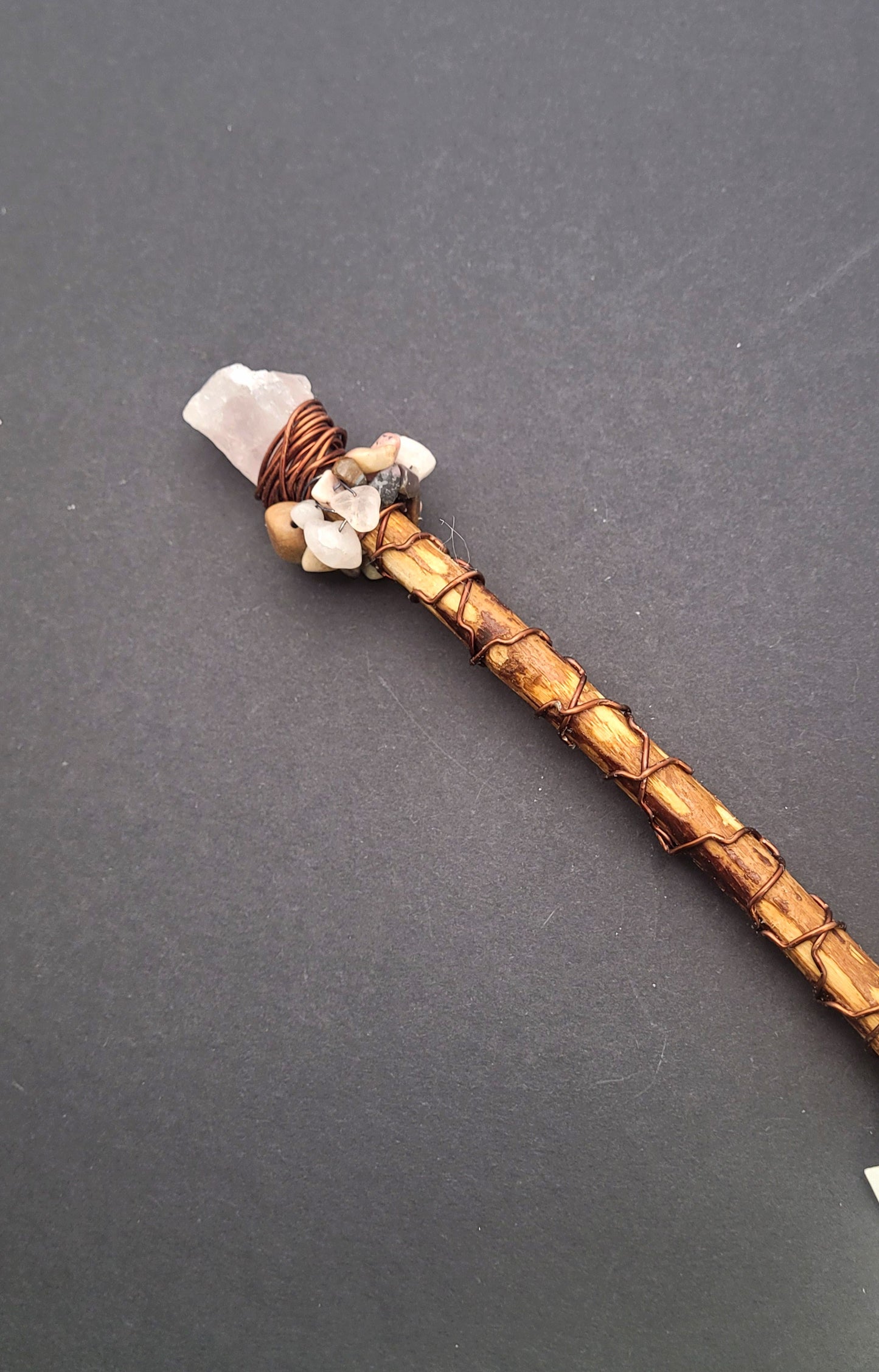 Handmade Rose Quartz and Mixed Gemstone Wand.