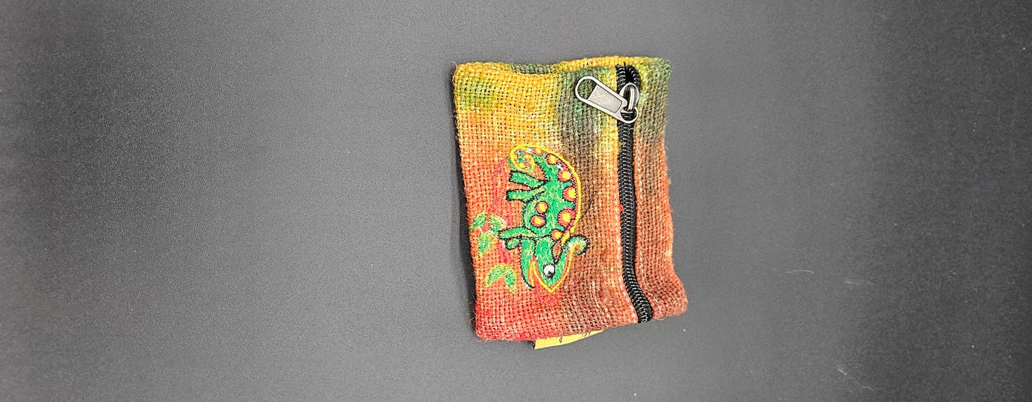 Hemp Coin Bag Red Lizard.