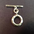 SS Small Hammered Toggle Clasp Fine Silver 13 mm Ring, 20 mm Bar
