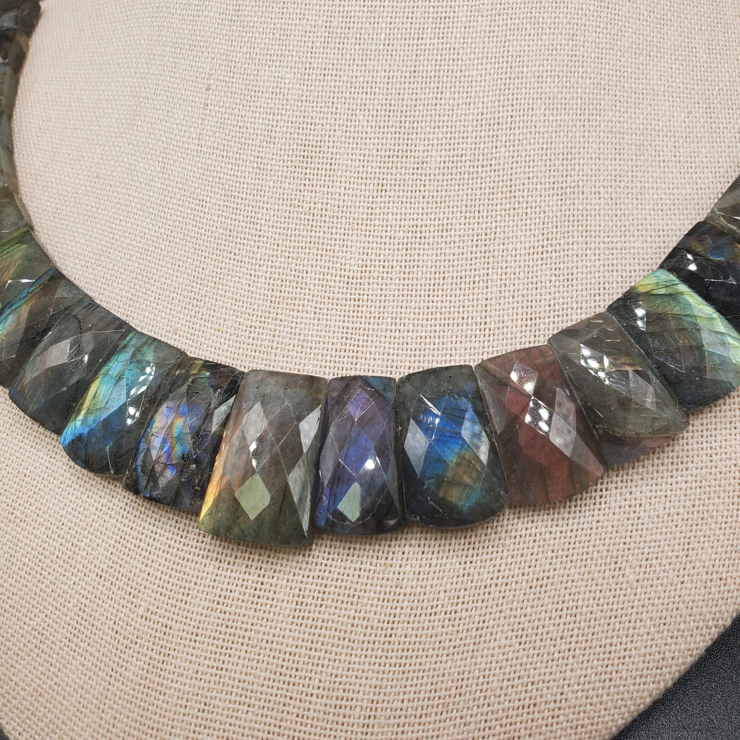 Labradorite Square Gemstone Necklace.