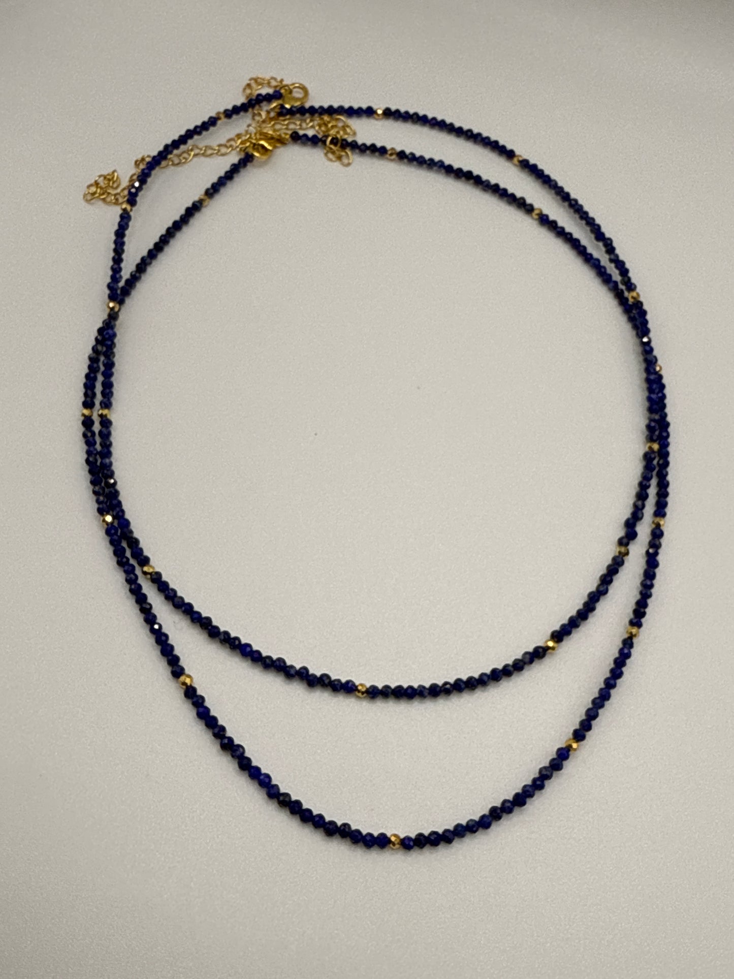 Lapis Lazuli Faceted Necklace with Chain Adjuster.