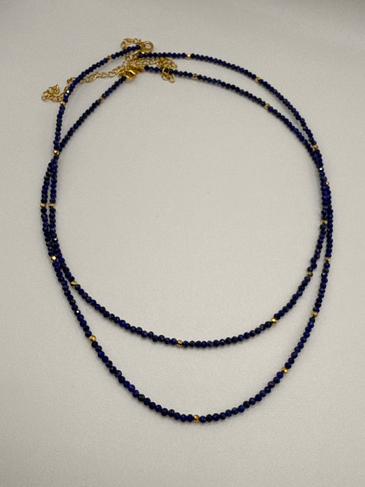 Lapis Lazuli Faceted Necklace with Chain Adjuster.