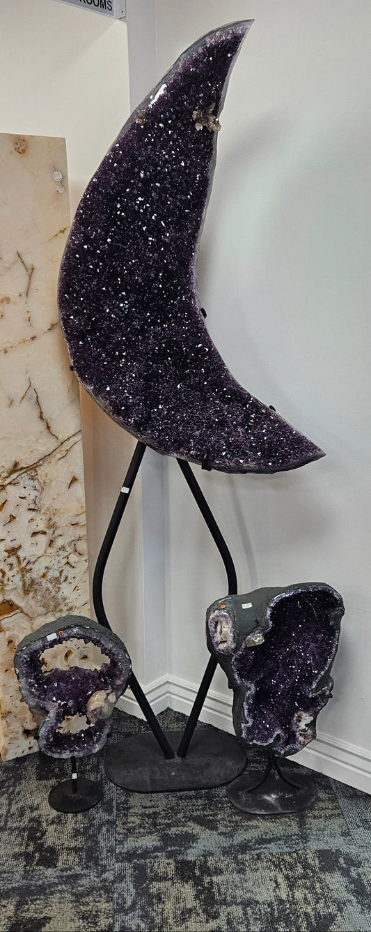 Large Amethyst Moon on Stand 79".