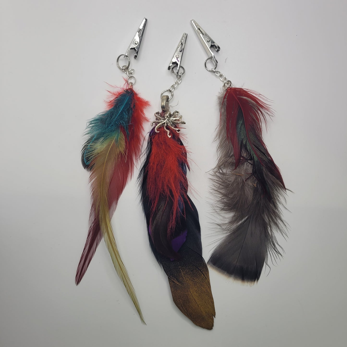 Long Feather Clip For Hair. Selected Randomly. Colors Vary.