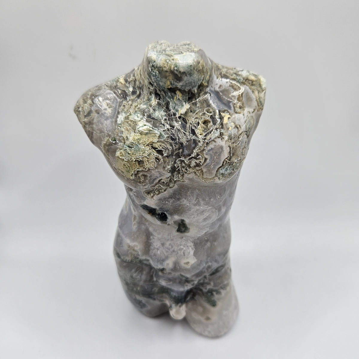 Moss Agate Male Body Gemstone 8 inch.