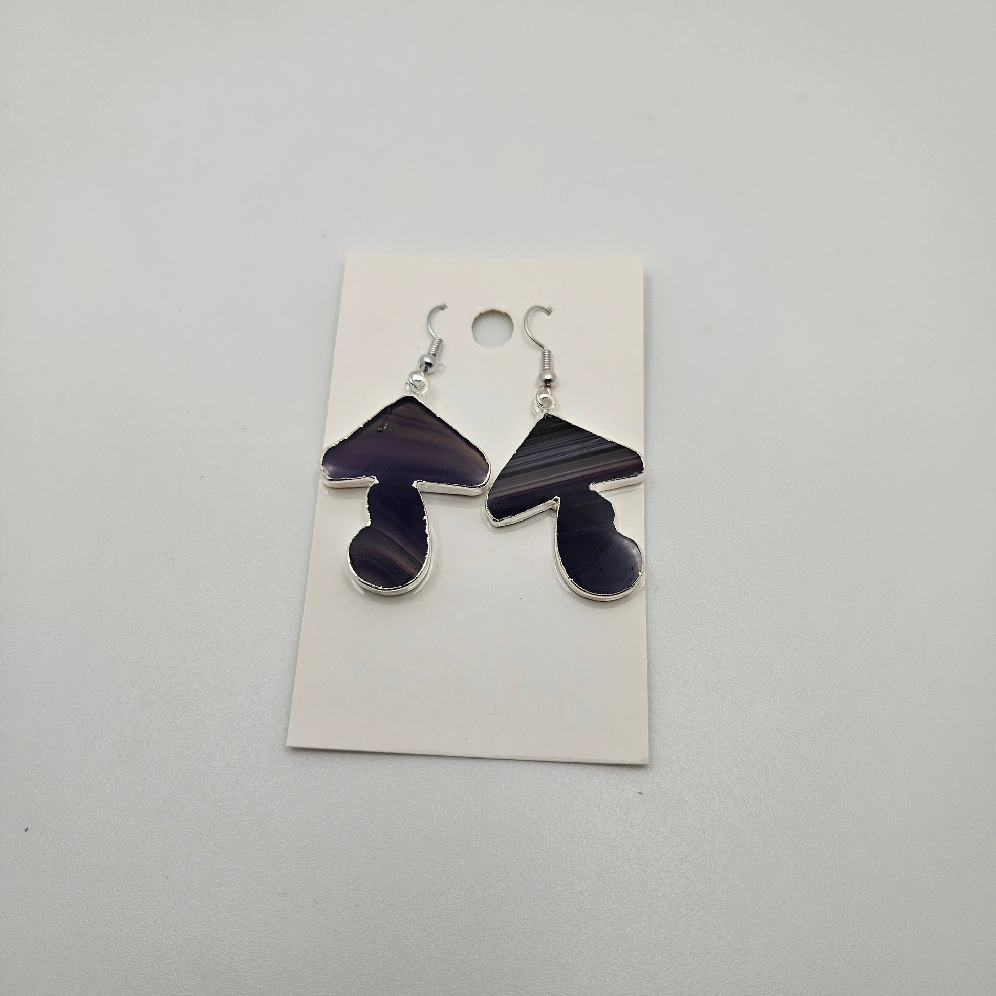 Multi-Colored Agate Mushroom Earrings.