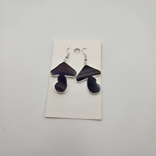 Multi-Colored Agate Mushroom Earrings.