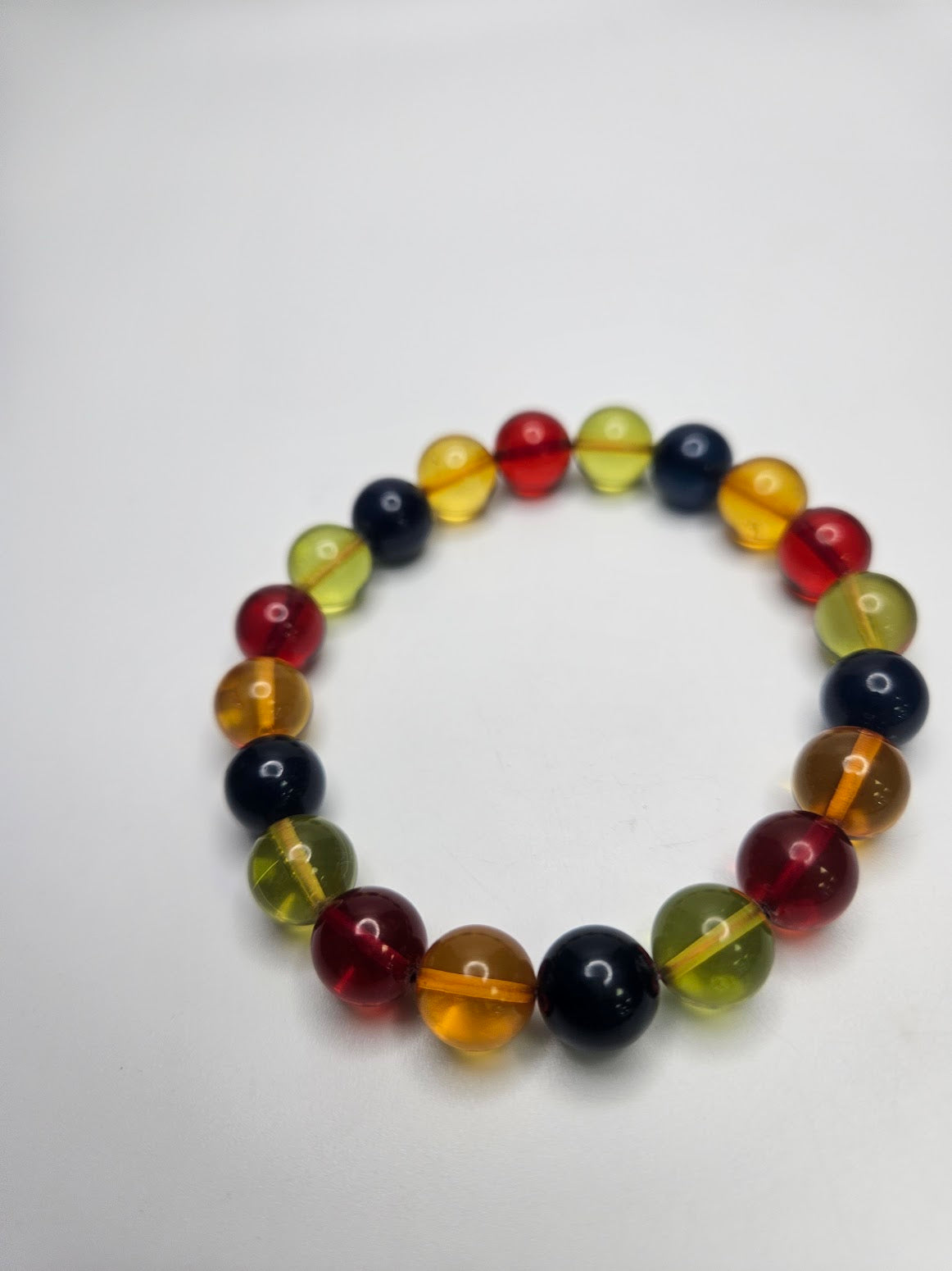 Multi Color Amber Beads Stretch Bracelet.