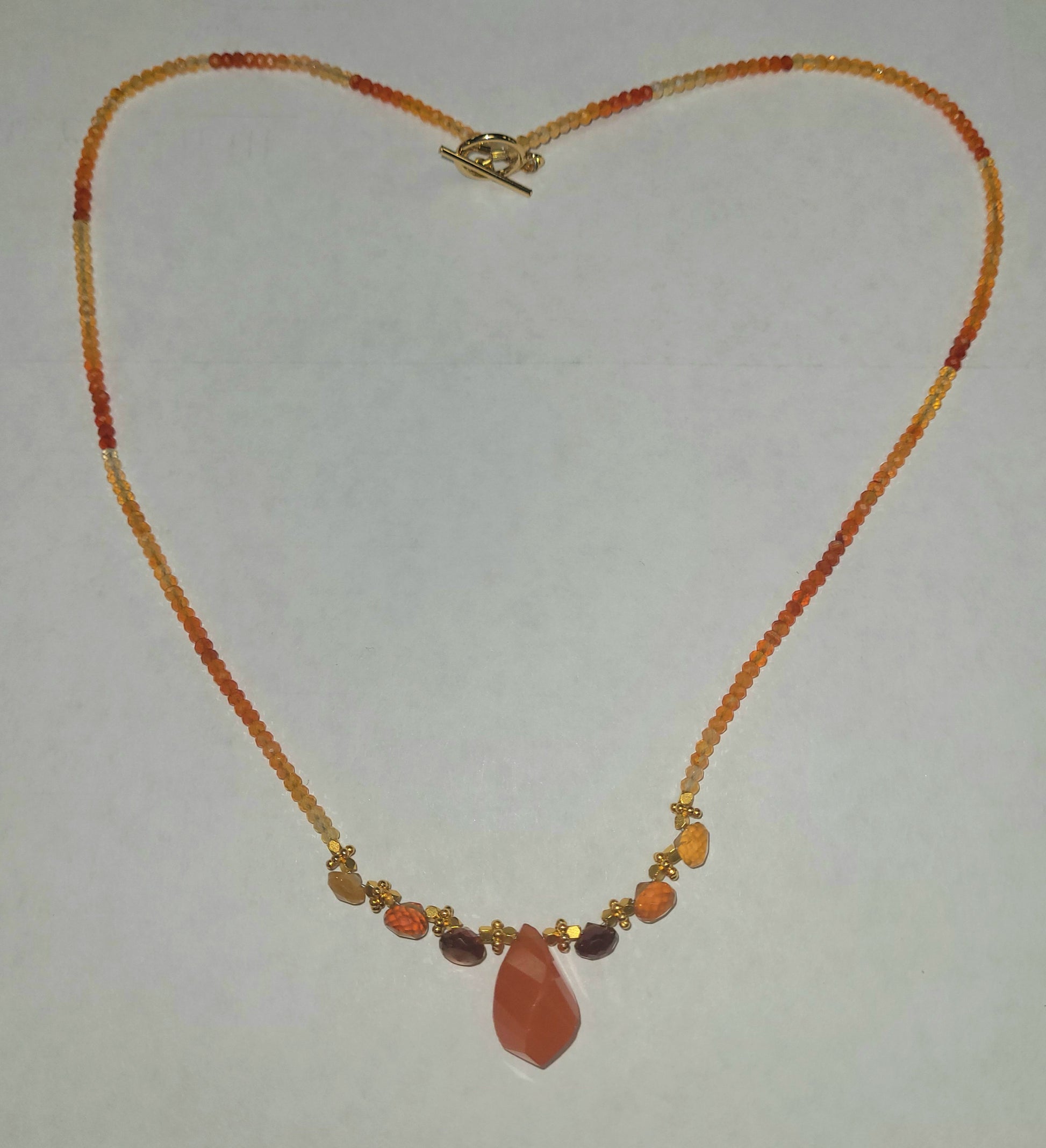 Ombre Carnelian and Hessonite Garnet Necklace.