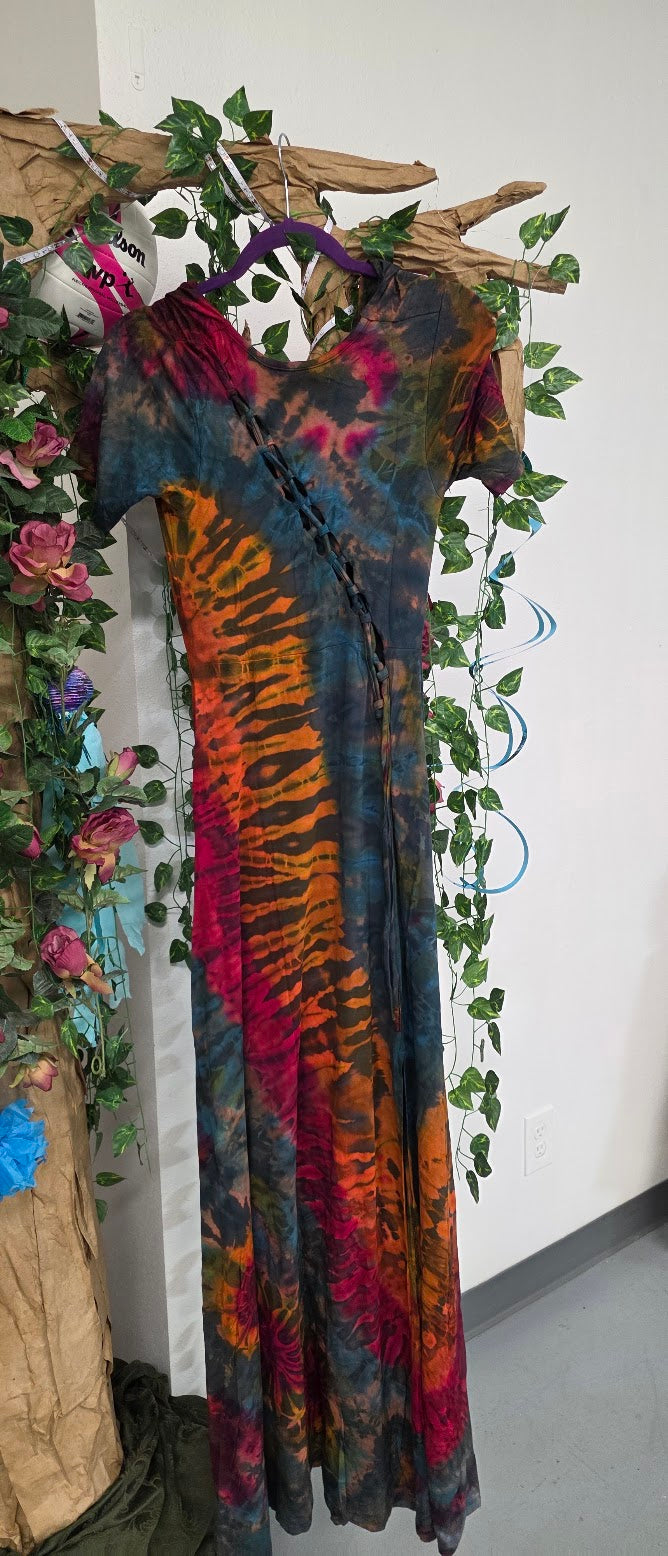 Orange Long Tie-Dye Dress.