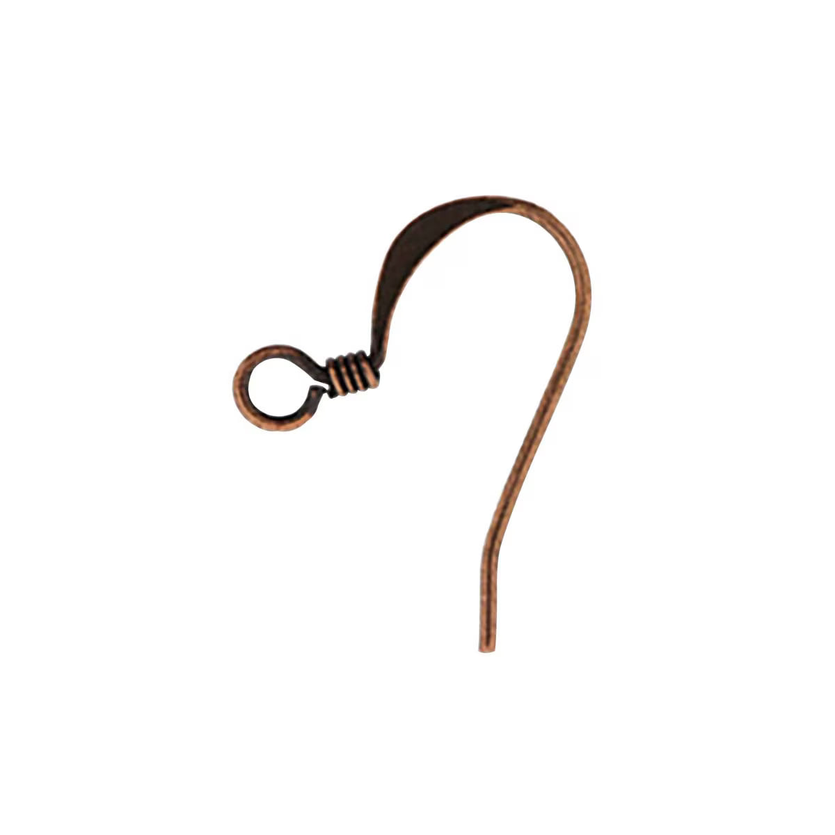 HOOK EAR WIRE 18MM W COIL ANT COPPER PLATE- 10 PACK