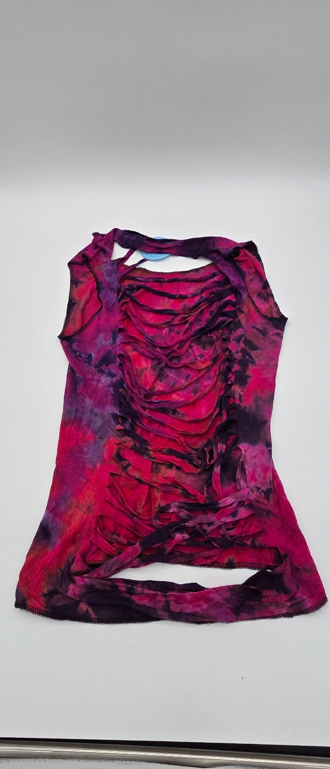 Pink Razer-Cut Back Tank-Top.