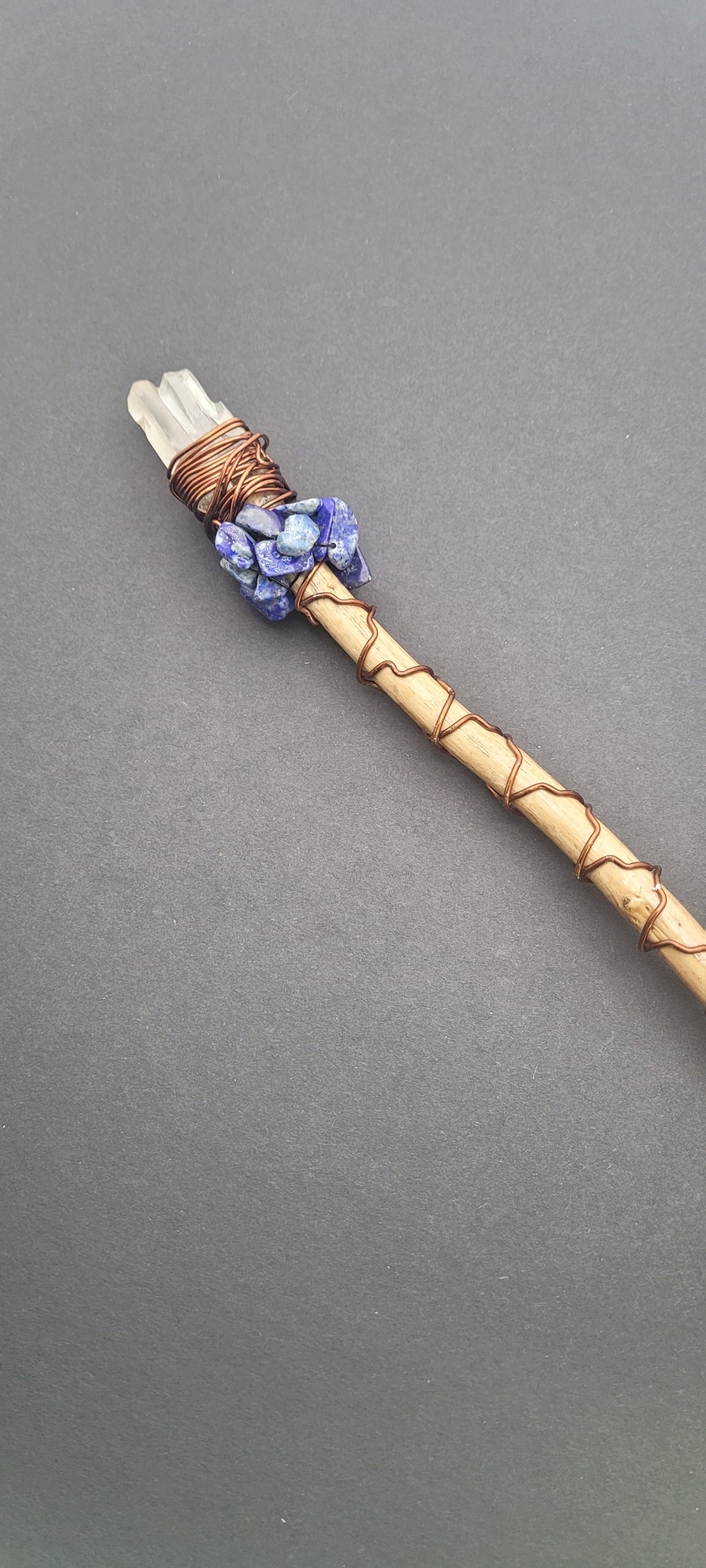 Handmade Quartz With Lapis Wand.