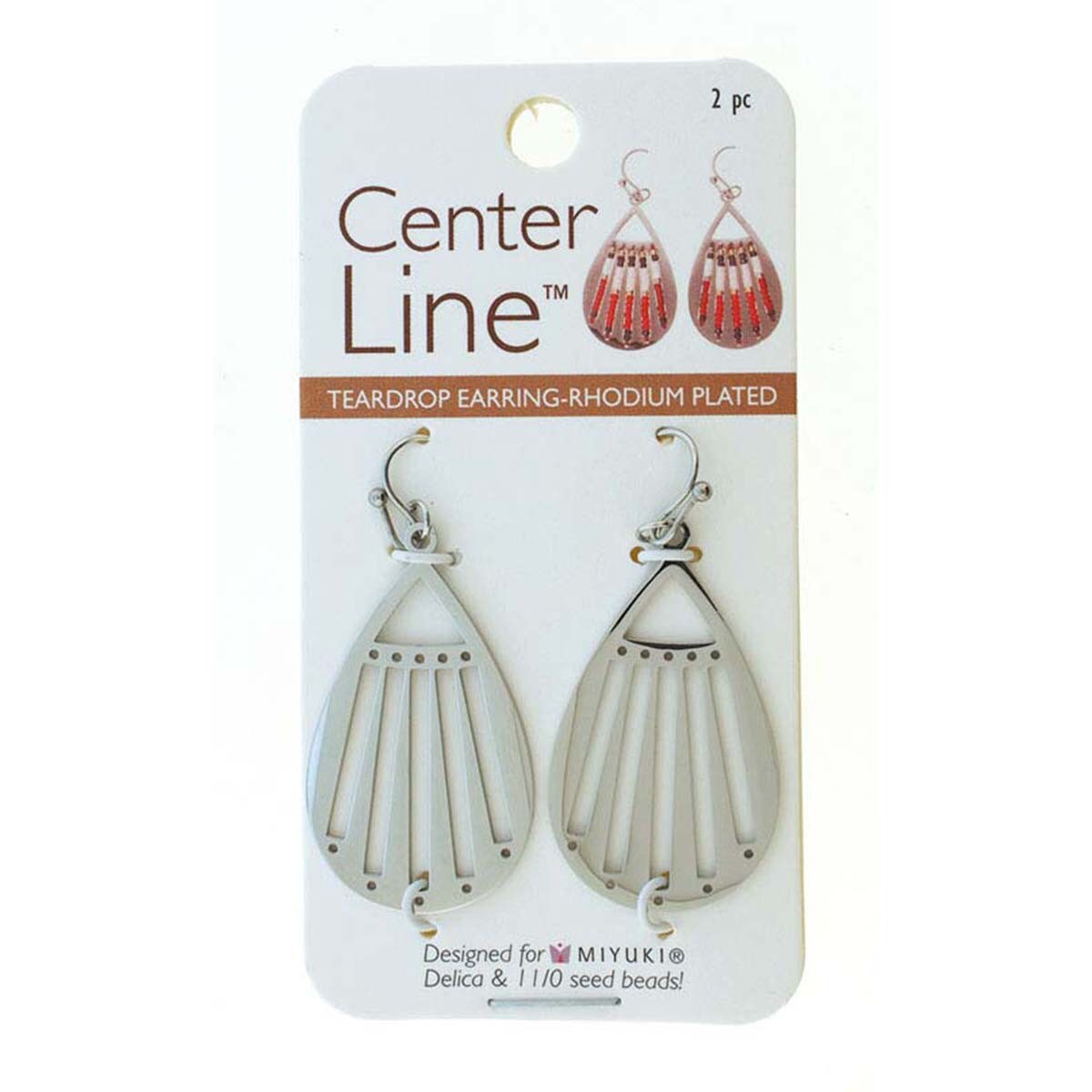 RHODIUM PLATED TEARDROP EARRINGS W/ HOOKS.