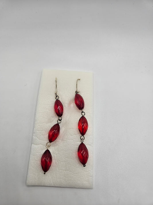 Red Amber Decorative earrings.