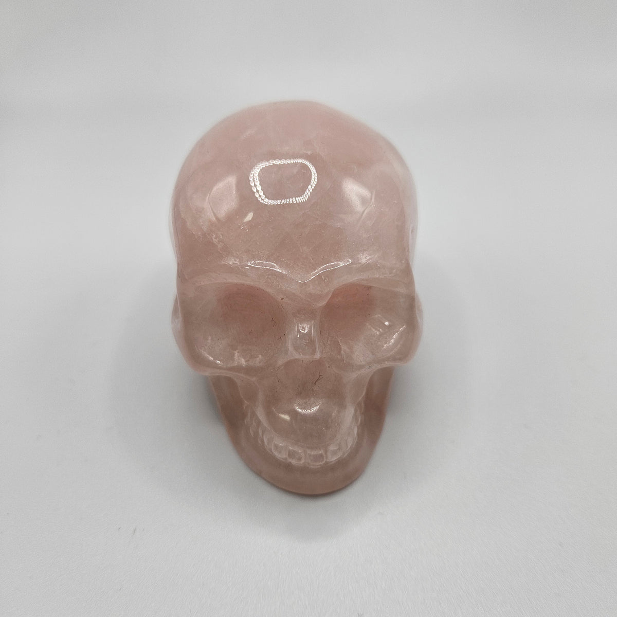 Rose Quartz Gemstone Skull 5 inch.