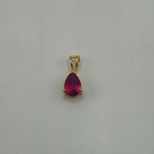 Ruby 14k Gold Teardrop Faceted Pendant.