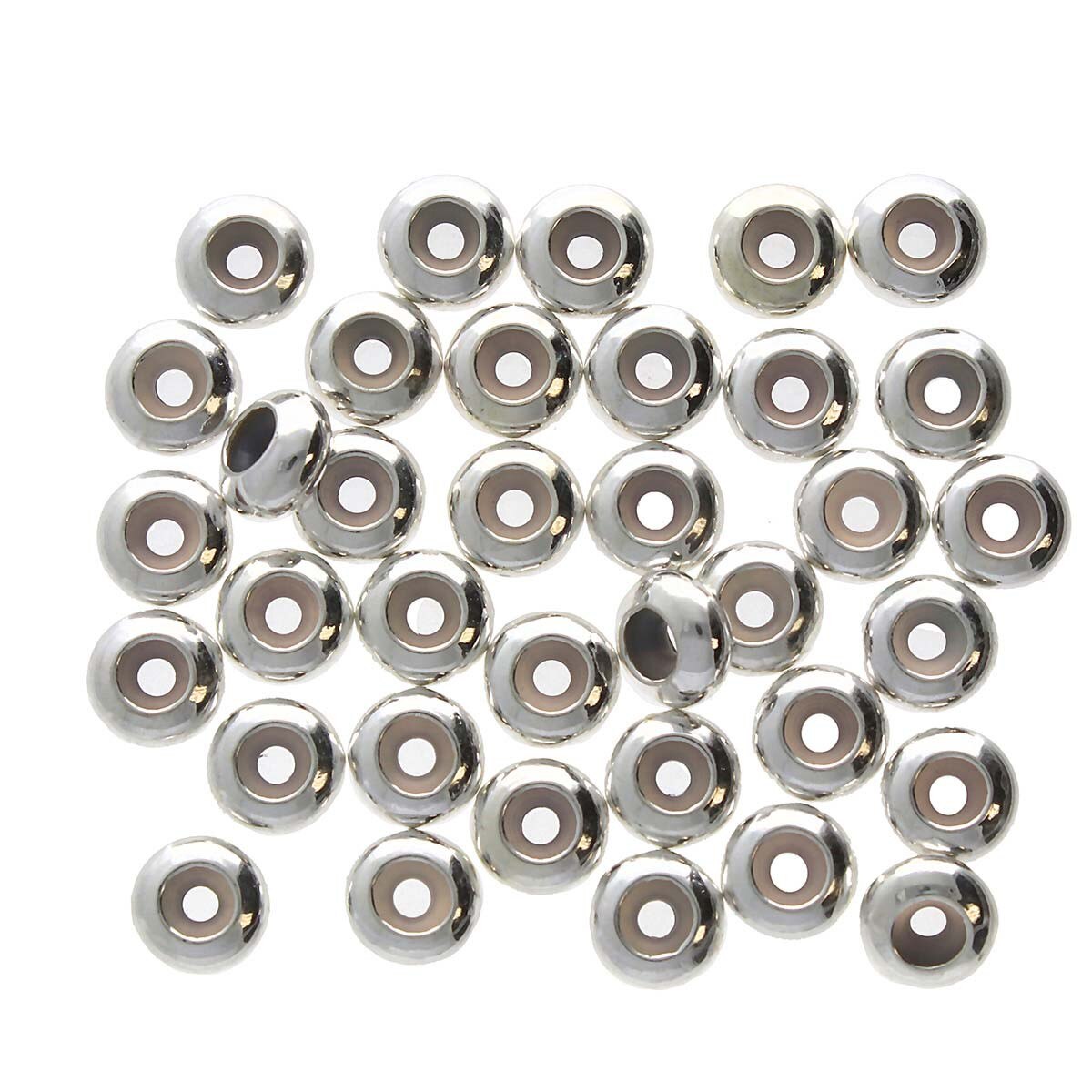 Silicone Stopper Beads 4x2mm 1mm - Silver