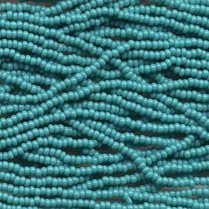 SIZE 11 CZECH GLASS SEED BEADS GREEN TURQUOISE 6 STRING HANK.