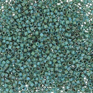 SIZE 11 DELICA SEED BEAD IN PICASSO SEAFOAM GREEN MATTE COLOR.