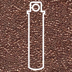 SIZE 11 DELICA SEED BEADS BRIGHT COPPER PLATED.
