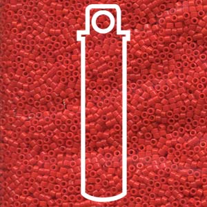 SIZE 11 DELICA SEED BEAD IN OPAQUE LIGHT SIAM COLOR.