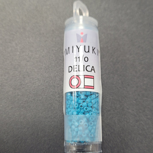 SIZE 11 Delica Duracoat Seed Bead In Opaque Azure Color.