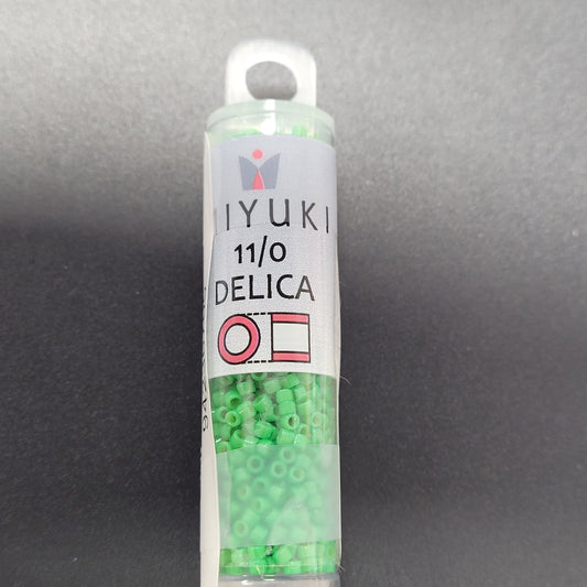 SIZE 11 Delica Duracoat Seed Bead In Opaque Fiji Green Color.