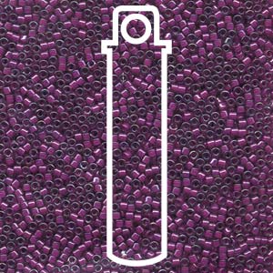 SIZE 11 SEED BEAD DELICA MAGENTA PALE BLACK LINED.