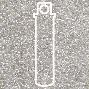 SIZE 11 SEED BEAD SILVER LINED CRYSTAL.
