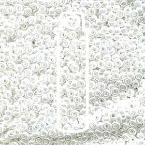 SIZE 11 SEED BEAD WHITE PEARL CEYLON COLOR.