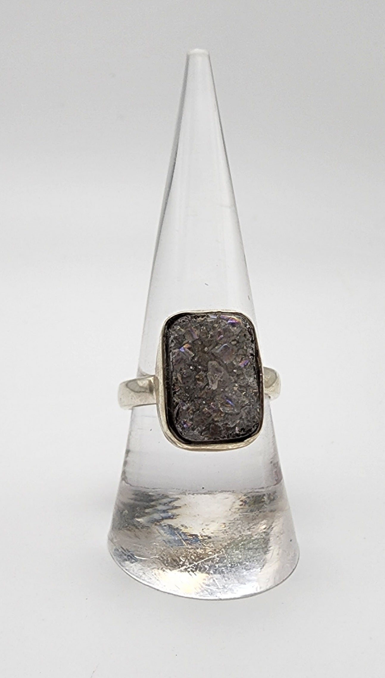 Sterling Silver Druzy Quartz Ring.