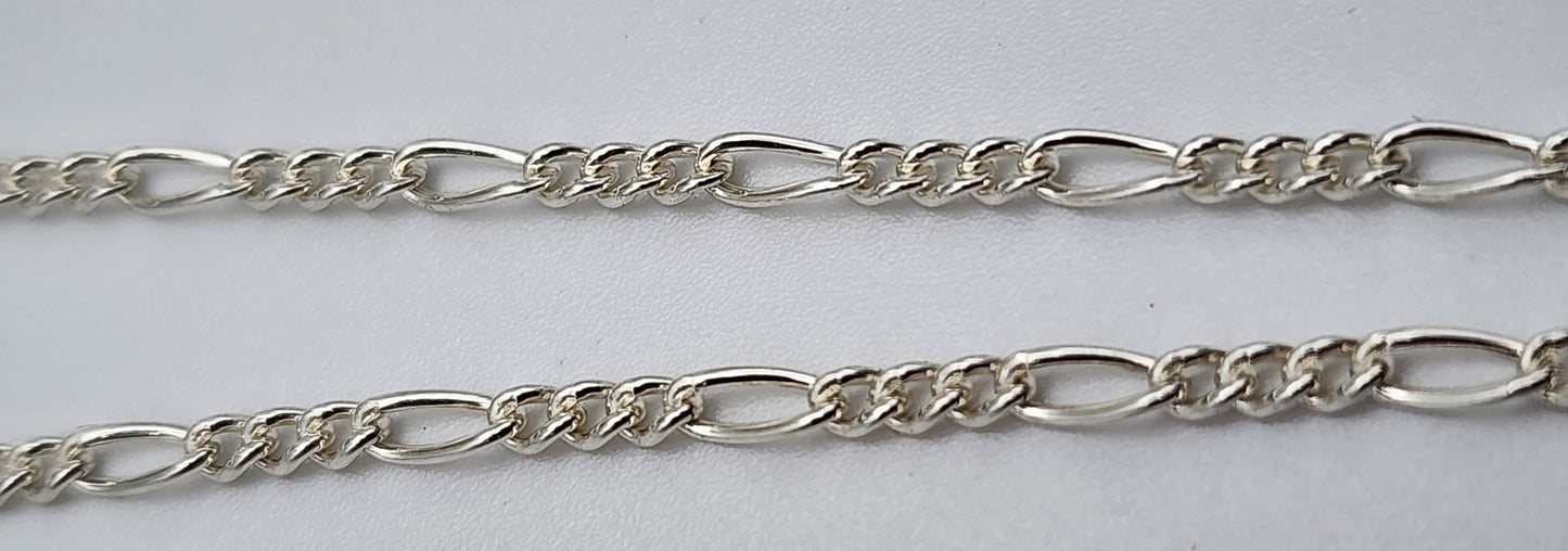 Sterling Silver Figaro Chain 2mm Sold Per Foot.
