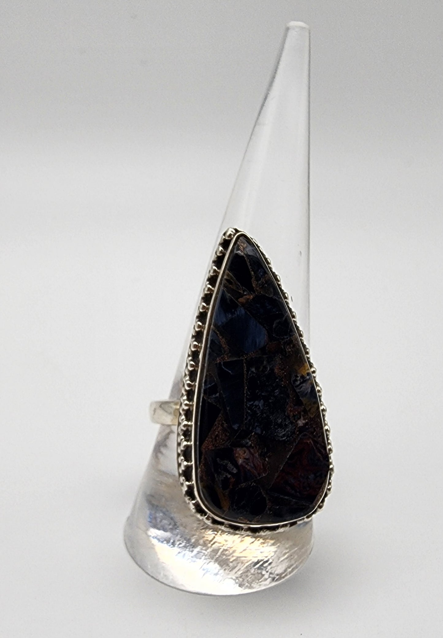 SS Large Pointed Petercite & Composite Ring.