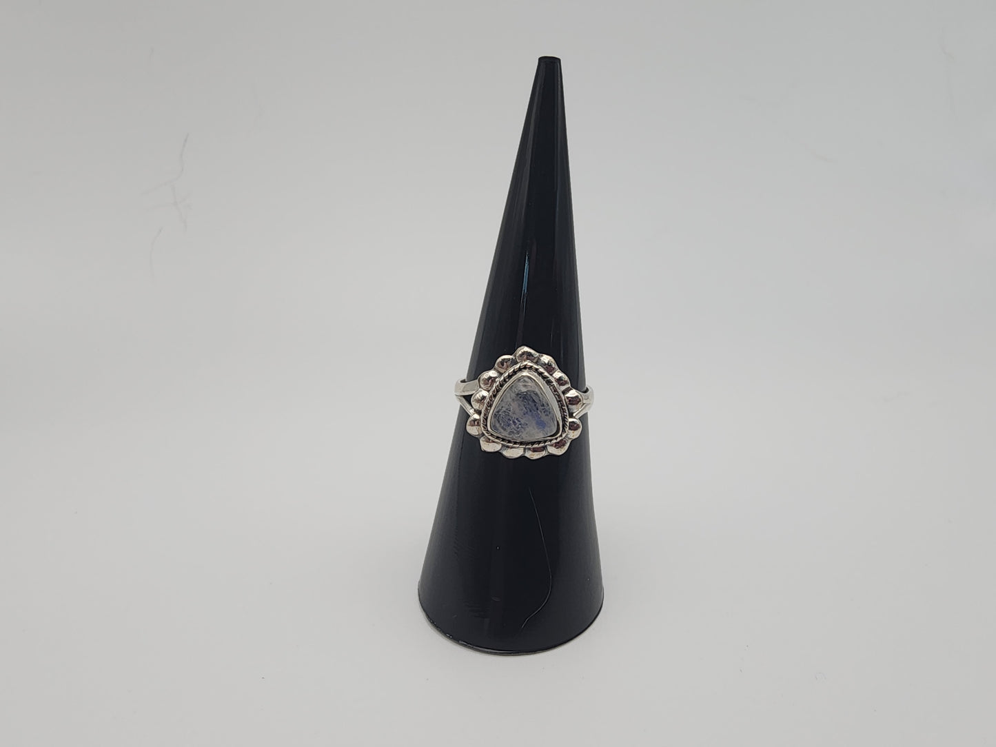 Sterling Silver Triangle Rose Quartz / Garnet / Moonstone/ Onyx Ring.