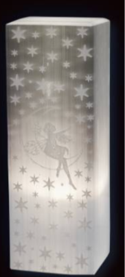 Selenite Fairy Moon Star Tower Lamp 8 inch.
