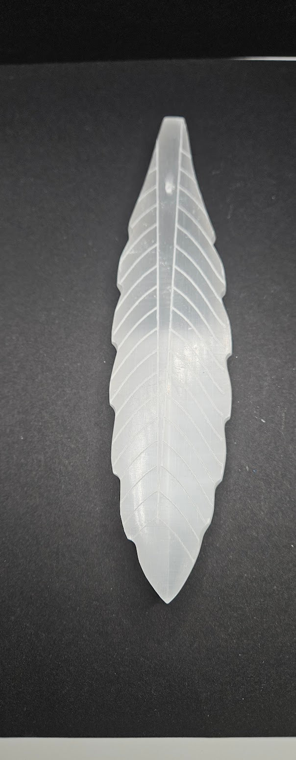 Selenite Feather Incense Holder.