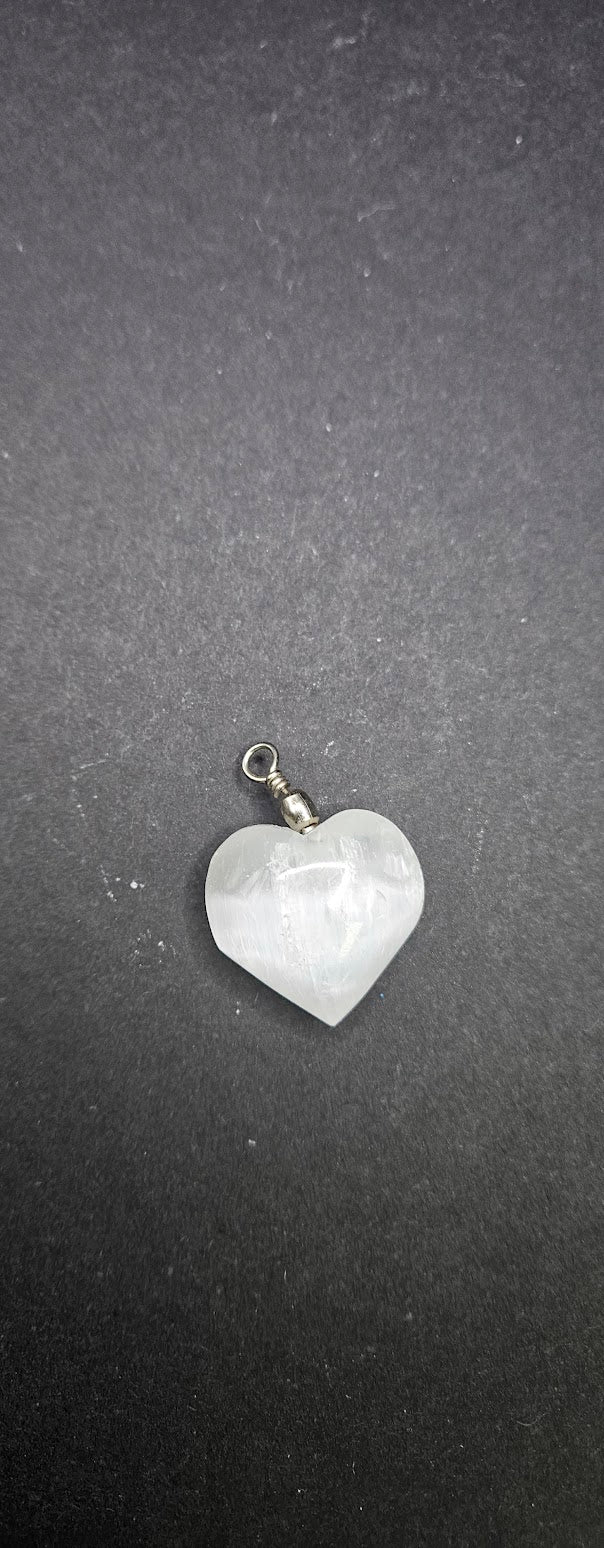 Selenite Heart Pendant.
