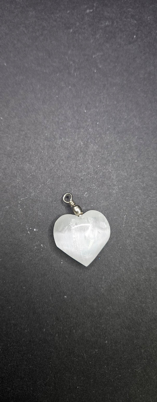 Selenite Heart Pendant.