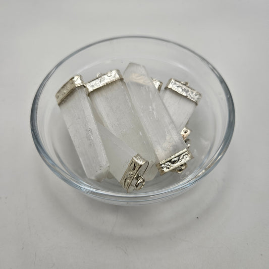 Selenite Rectangle Pendant.