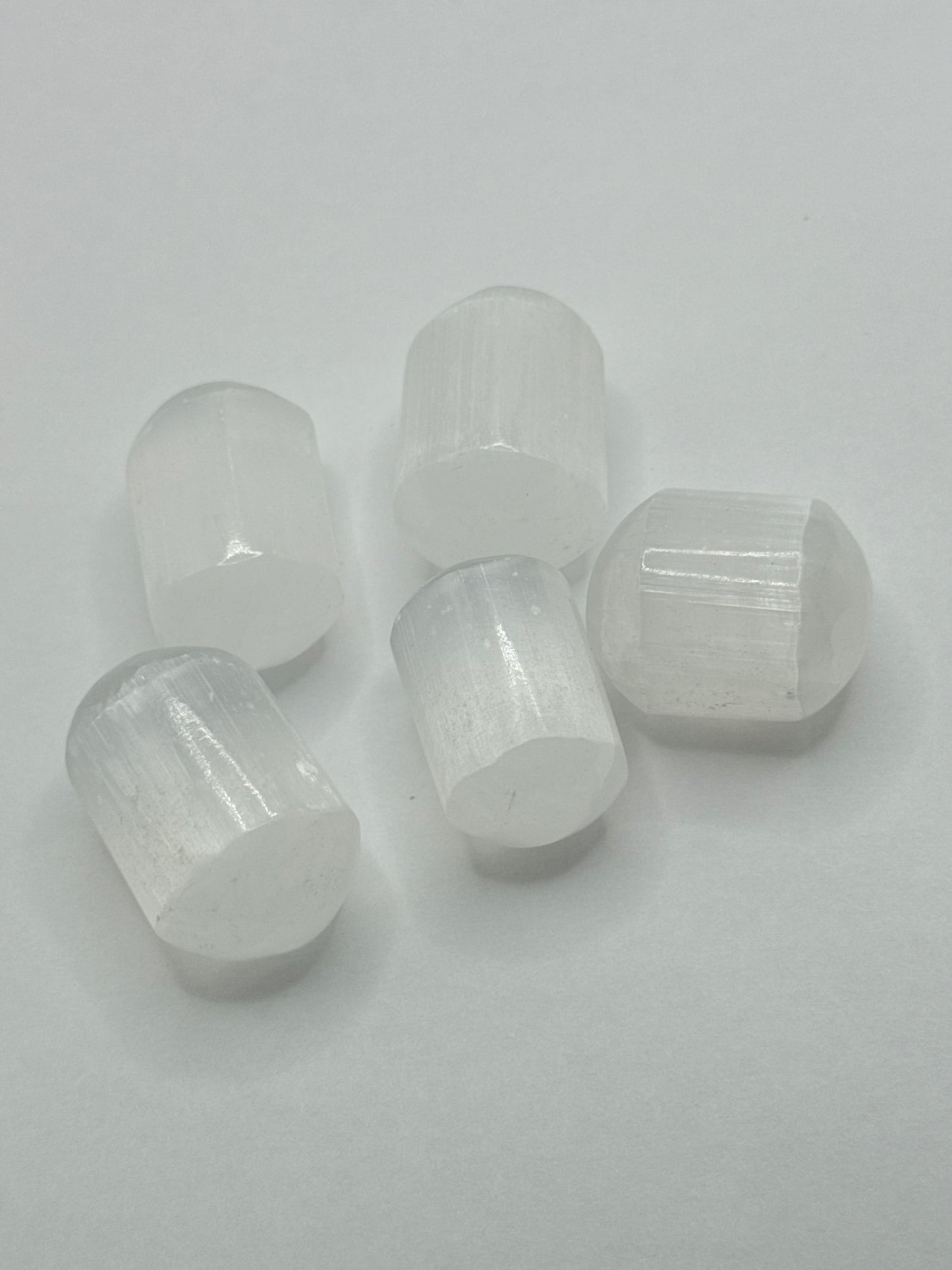 Selenite Tumbled Rounded Mini Cylinder.