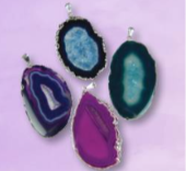 Silver Plated Agate Slice Pendant.