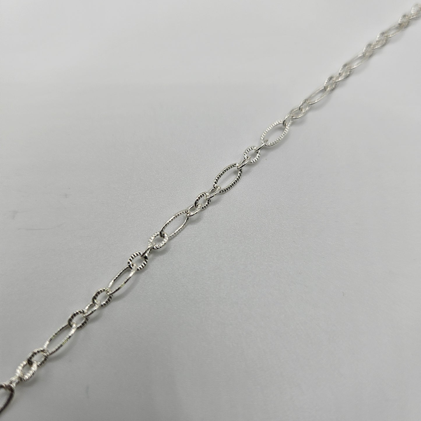Silver Plated Etched Oval Chain By the Foot