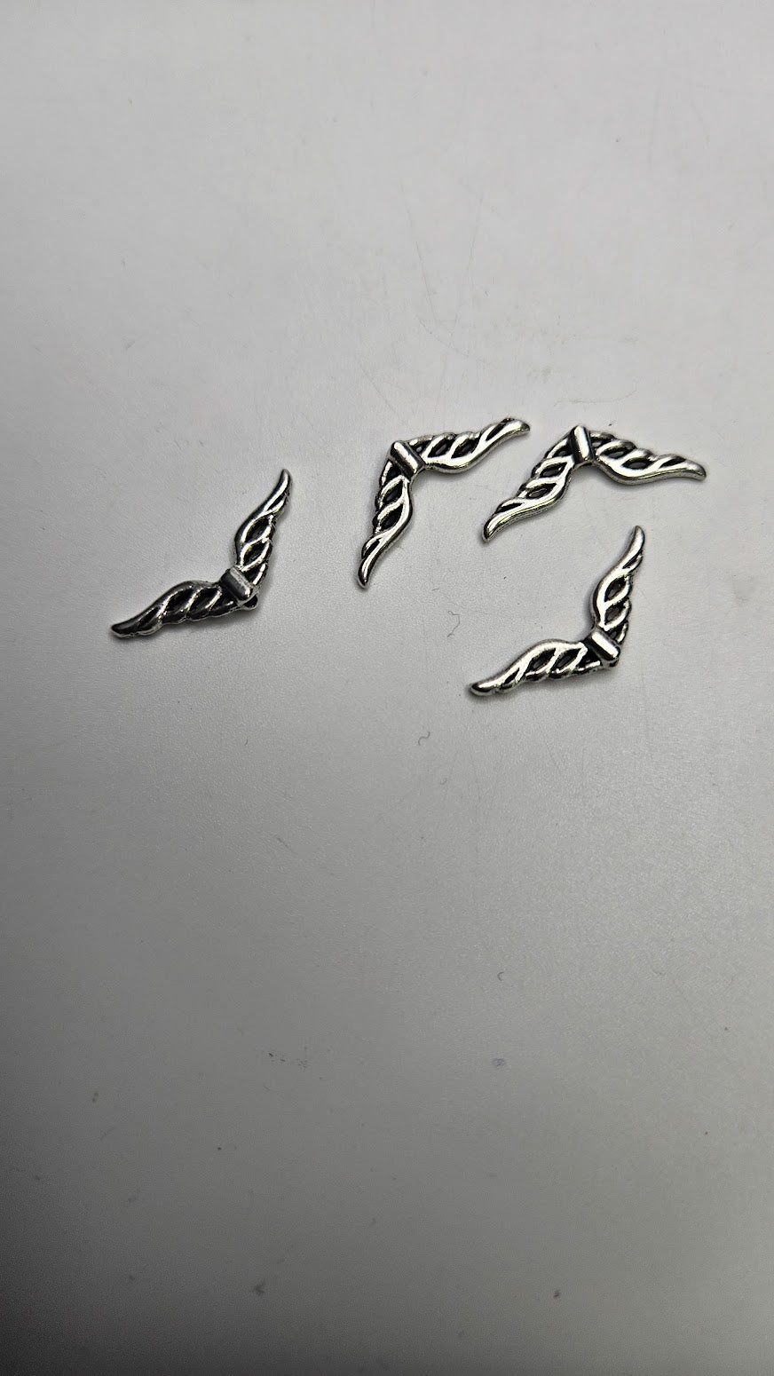 Silver Color Pewter Mini Angel Wing Bead.